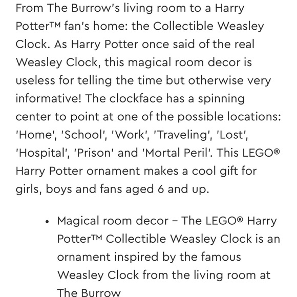 ⚡️SALE!! NWT Lego Harry Potter Weasley Clock Collectible ⚡️ - Picture 2 of 11